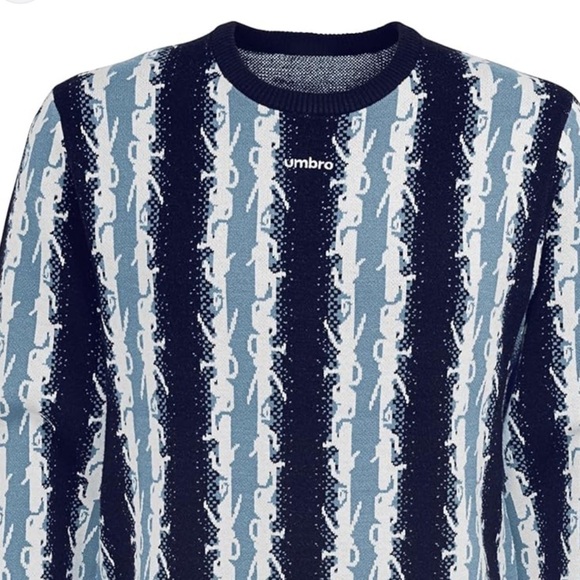 Umbro Striped Sweater Men Sz L Navy and White - Picture 10 of 12